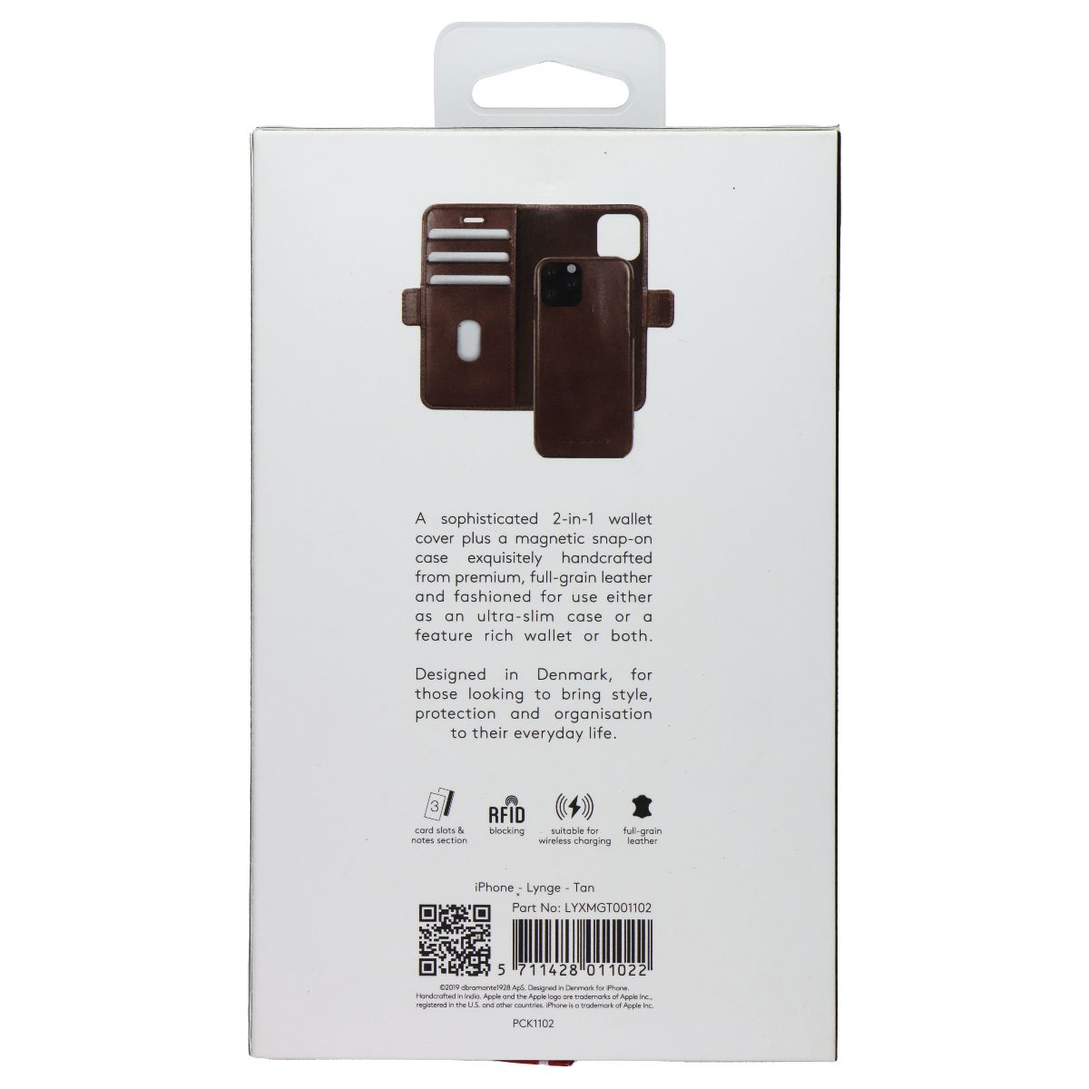Lynge Full-Grain 2-in-1 Wallet + Magnetic Case for iPhone 11 Pro Max - Brown - New - Image 2