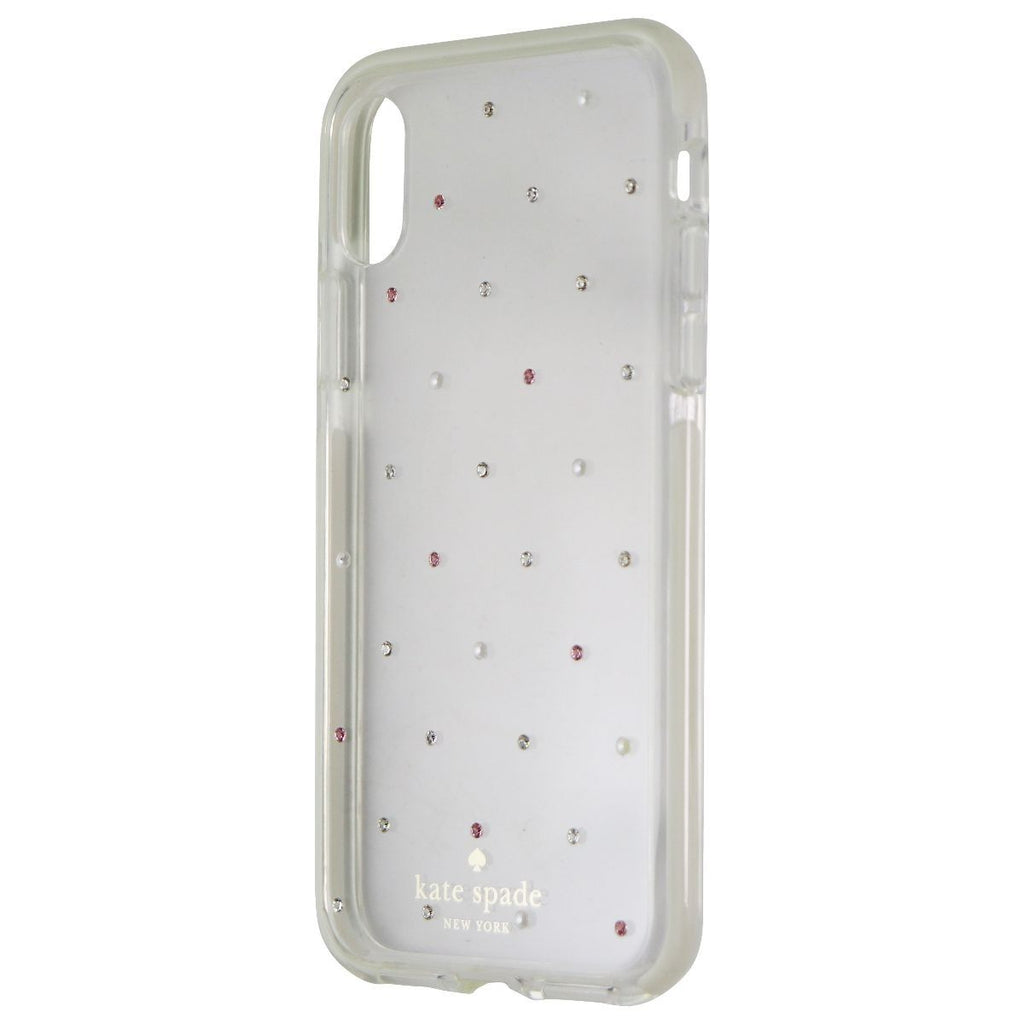 Kate Spade Defensive Hardshell Case for iPhone XS and X - Clear / Pin Dot Gems - New