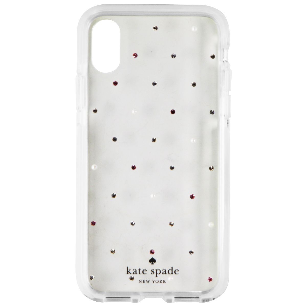 Kate Spade Defensive Hardshell Case for iPhone XS and X - Clear / Pin Dot Gems - New - Image 2