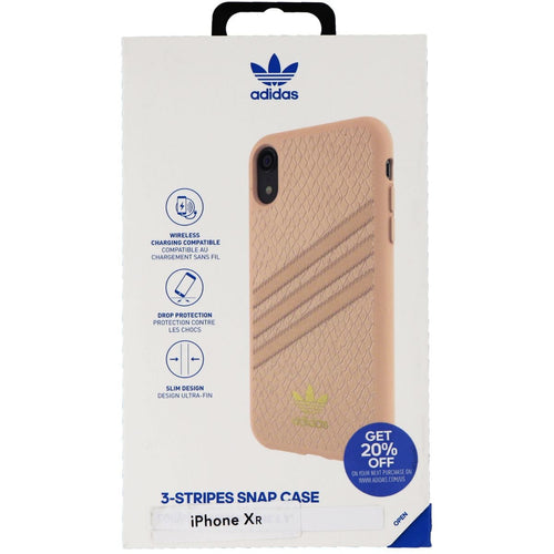 Adidas Snake Moulded 3-Stripes Snap Case for iPhone XR - Pink/Gold Metallic - New